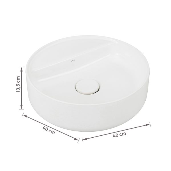 CUBA PARA BANHEIRO DE APOIO REDONDA COM MESA 40CM BRANCO - DECA