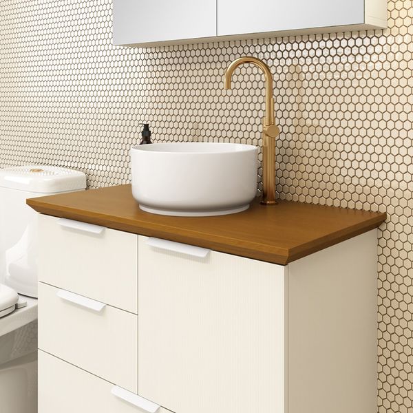 GABINETE PARA BANHEIRO 80CM ORVALHO E MADEIRA CASSIS ASTRAL DESIGN