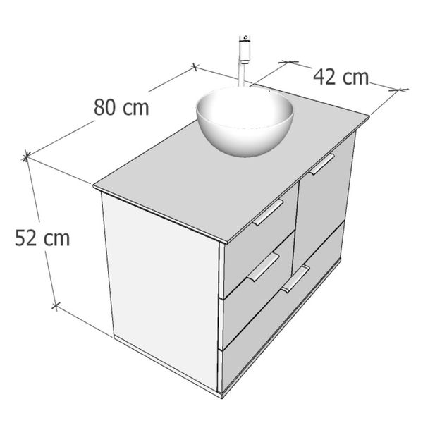 GABINETE PARA BANHEIRO 80CM ORVALHO E MADEIRA CASSIS ASTRAL DESIGN