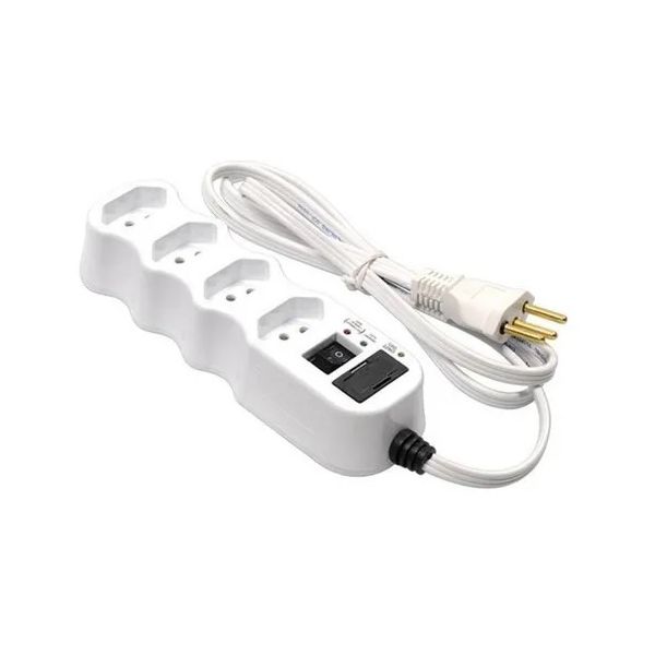 FILTRO DE LINHA PROFISSIONAL 1MT 4 TOMADAS BRANCO ILUMI