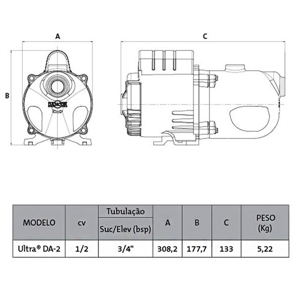 Bomba Autoaspirante Dancor Da-2 1/2cv