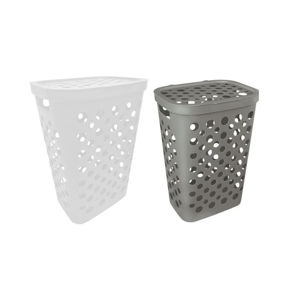 CESTO TELADO COM TAMPA 47 LITROS