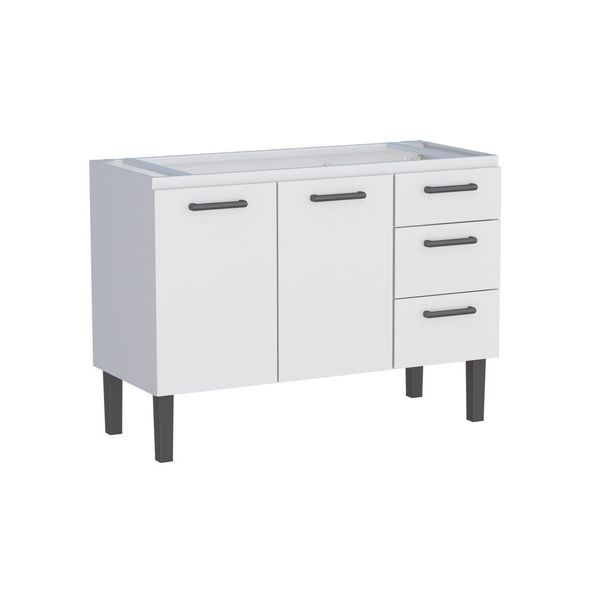 GABINETE DE COZINHA AÇO ATENA 120 CM 3 GAVETAS BRANCO