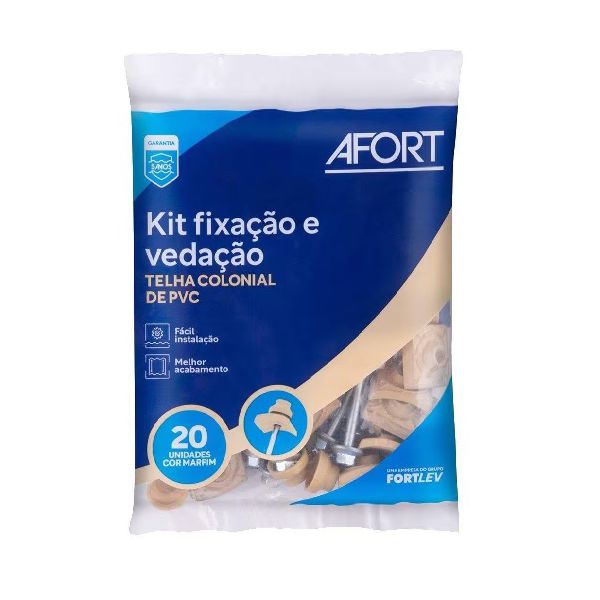 KIT PARAFUSO PARA VEDAÇÃO DE TELHA COLONIAL PVC FORTLEV | FLUZÃO CONSTRUÇÃO