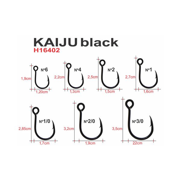 Anzol Inline Maruri Kaiju Black H16402 (olho invertido) Ideal para