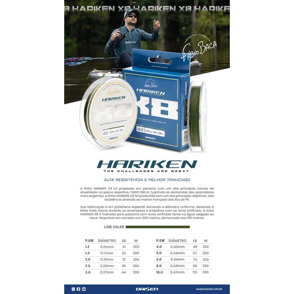 Linha Multifilamento Daisen Hariken X8 by Fabio Baca c/ 200m