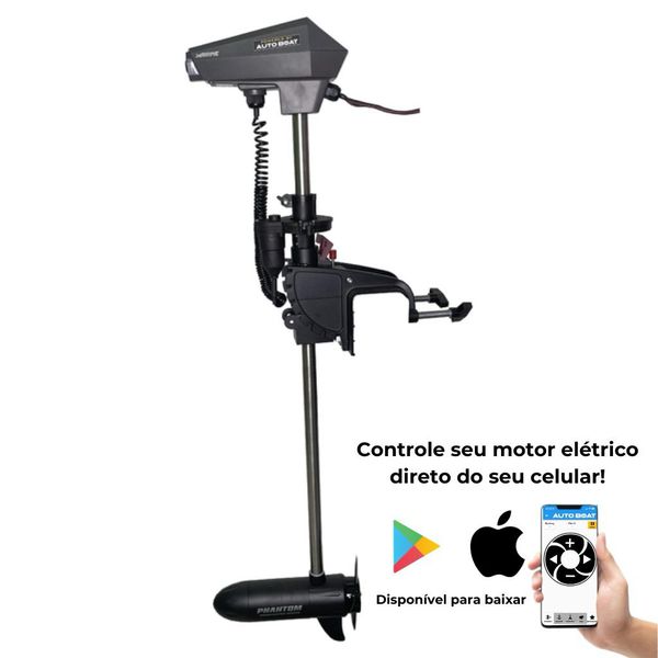 Motor Elétrico Marine Sports Phantom 54lbs com Autoboat com Controle Remoto, Âncora(GPS) e App (Água Doce)