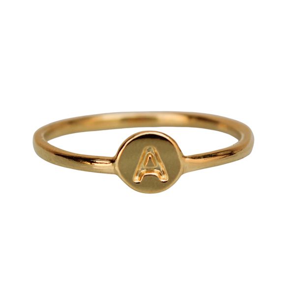 Anel Inicial A- banho ouro 18k