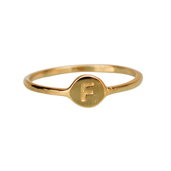 Anel Inicial F- banho ouro 18k