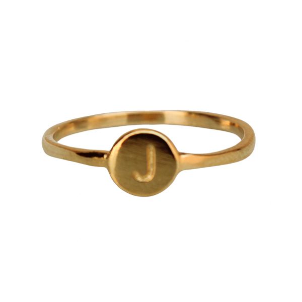 Anel Inicial J- banho ouro 18k