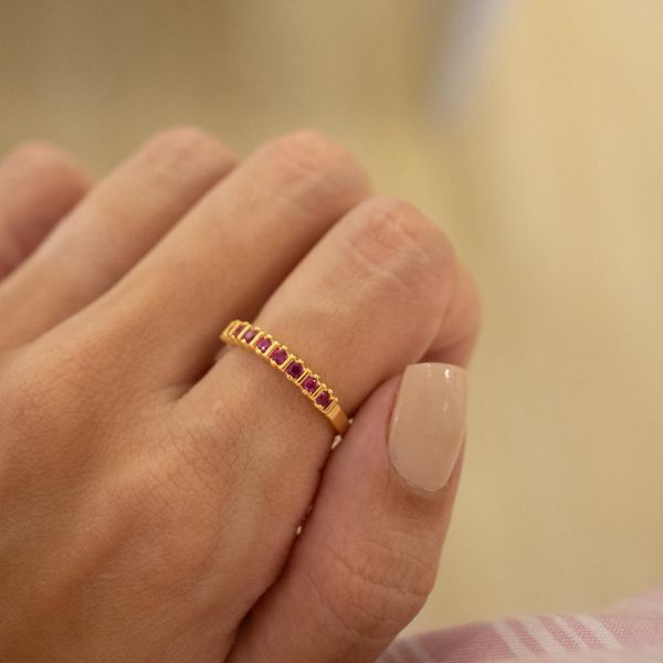 Anel Aparador Pink- banho ouro 18k - FOLIATE