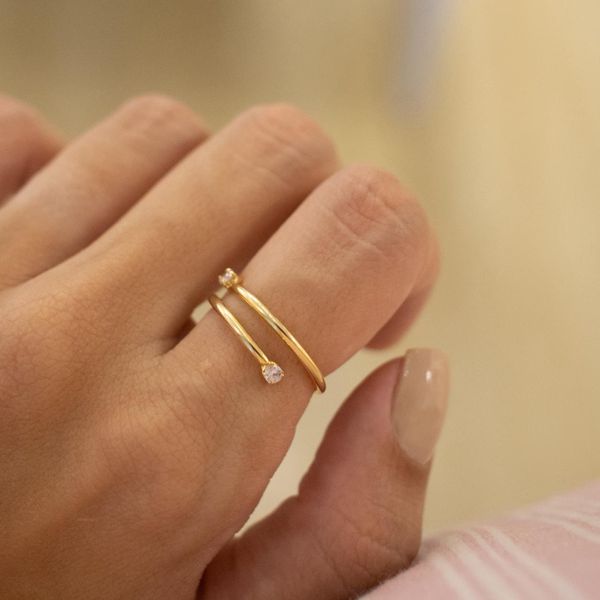 Anel Jade Ajustável- banho ouro 18k - FOLIATE