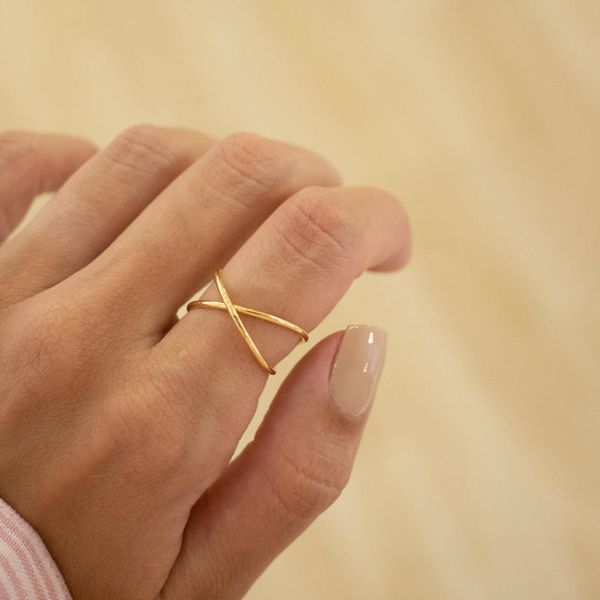 Anel Dois Aros- banho de ouro 18k - FOLIATE