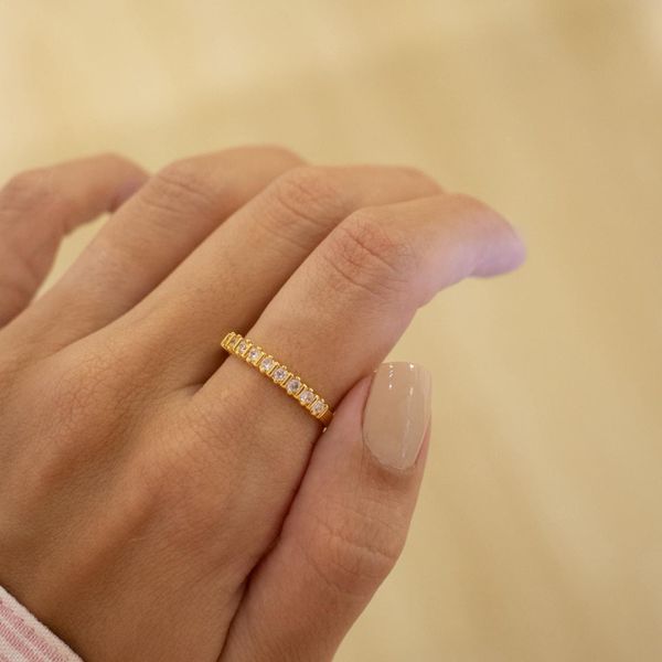 Anel Aparador Cristal- banho ouro 18k - FOLIATE