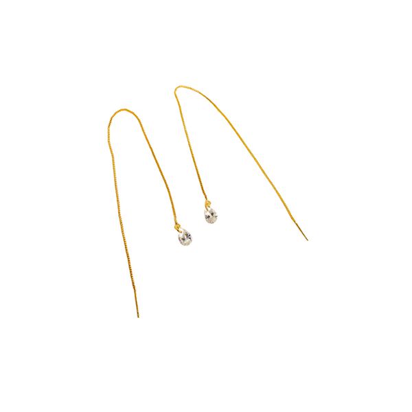 Brinco Fio Zircônia- banho ouro 18k - FOLIATE