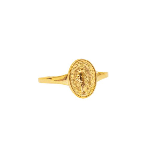 Anel Medalha- banho ouro 18k - FOLIATE