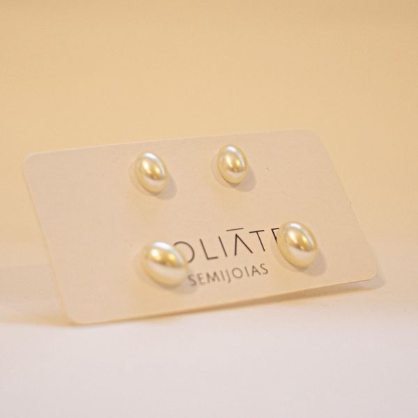 Dupla Pérolas- banho ouro 18k - FOLIATE