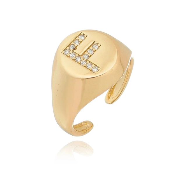 Anel Dedinho Inicial F- banho ouro 18k - FOLIATE