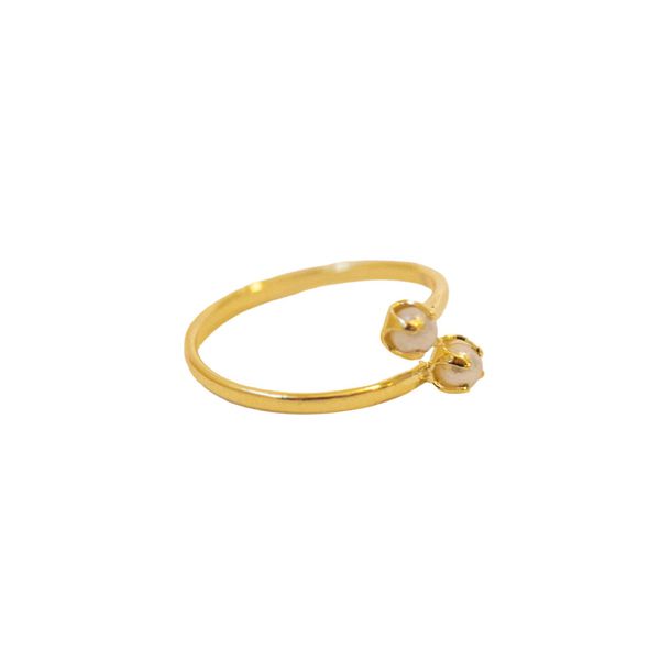 Anel Infantil Pérola Ajustável- banho ouro 18k - FOLIATE
