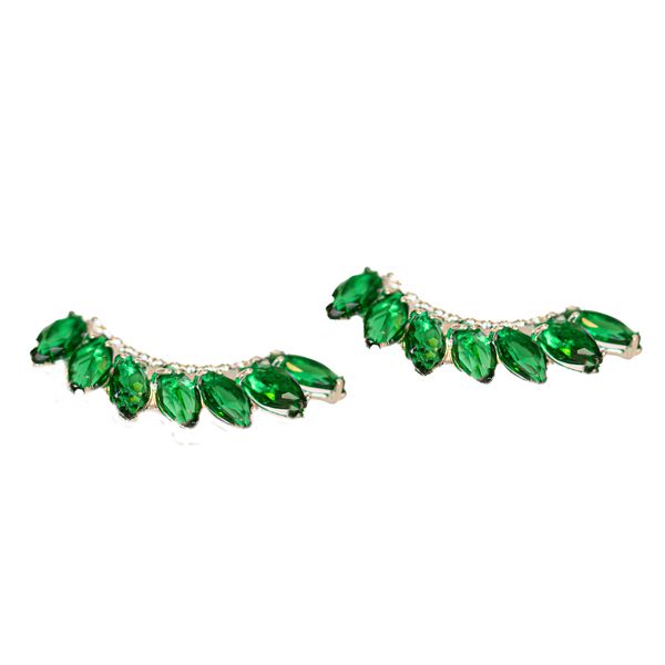 Ear Cuff Fancy Esmeralda- banho prata