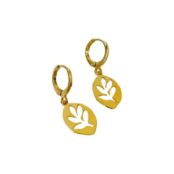 Brinco Argolinha Raminho- banho ouro 18k - FOLIATE