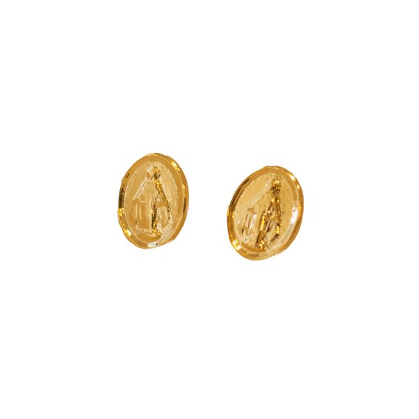 Brinco Mini Medalha- banho ouro 18k - FOLIATE