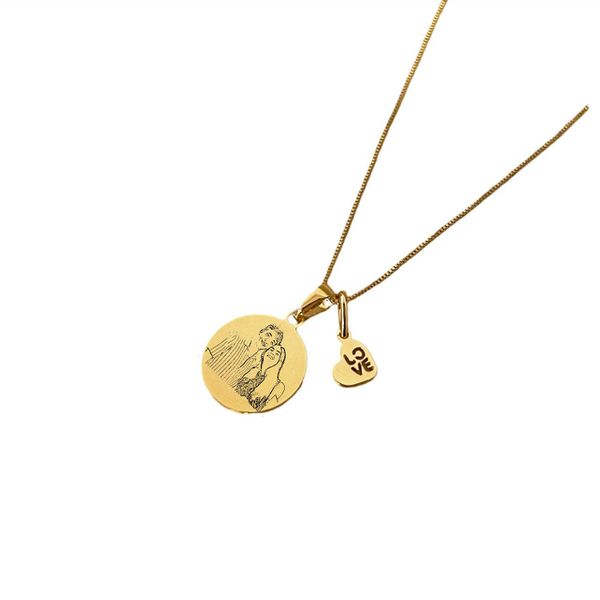 Colar Medalha + Love- banho ouro 18k - FOLIATE