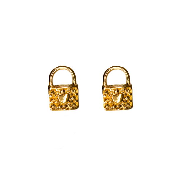 Mini Brinco Cadeado- banho ouro 18k - FOLIATE