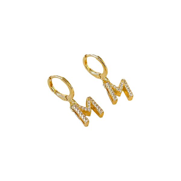 Argola Inicial Cravejada- banho ouro 18k - FOLIATE