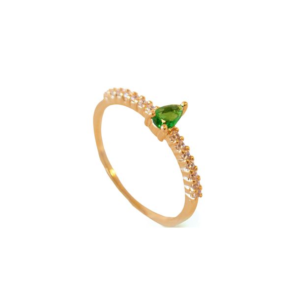 Anel Esmeralda Cravejado- banho ouro 18k - FOLIATE