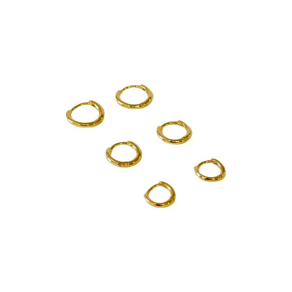 Trio de Argolas Minimal- banho ouro 18k - FOLIATE