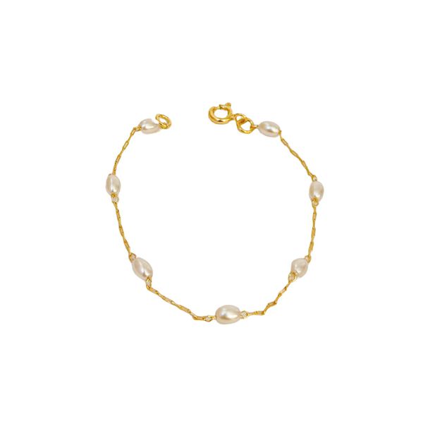 Pulseira Infantil Pérolas- banho ouro 18k - FOLIATE
