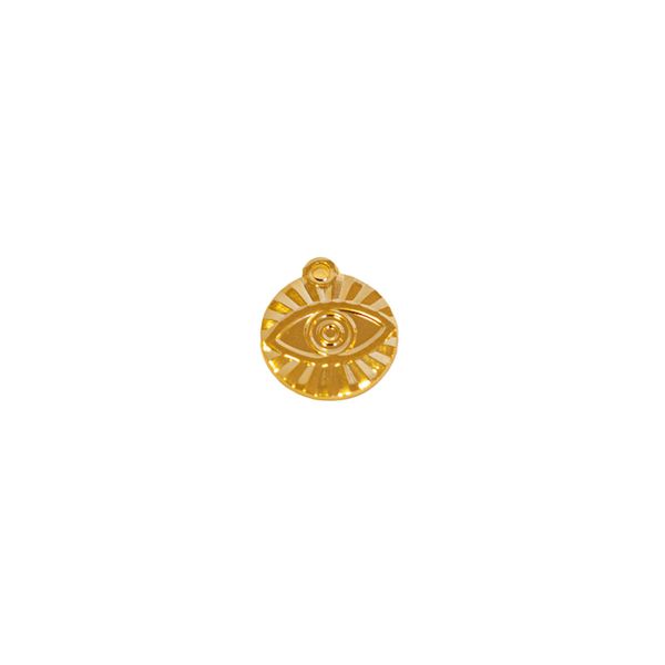 Charm Medalha Olho Grego- banho ouro 18k - FOLIATE