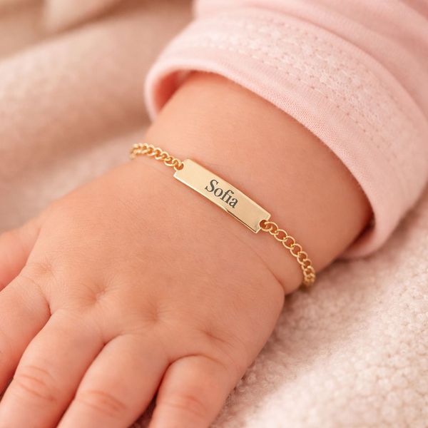 Pulseira Personalizada Infantil- banho ouro 18k - FOLIATE