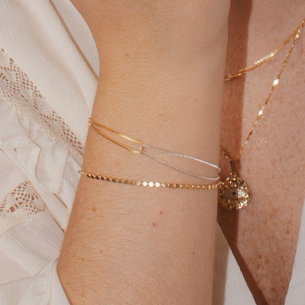 Pulseira Duo Match (Tamanho P)- banho ouro e prata - FOLIATE
