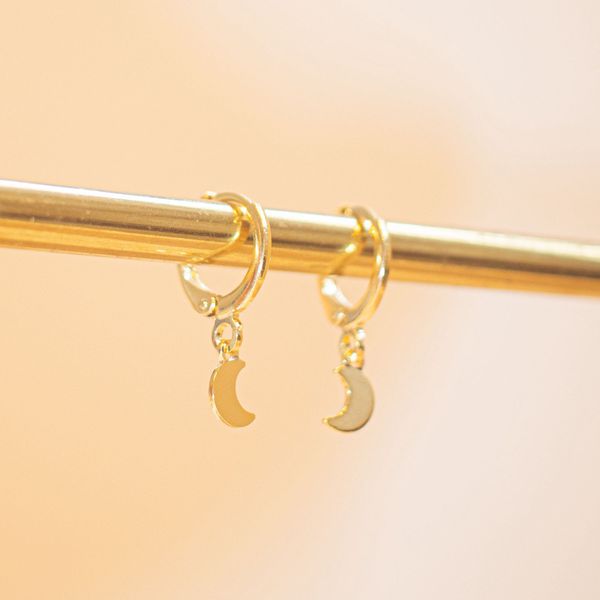 Argola Mini Lua- banho ouro 18k - FOLIATE