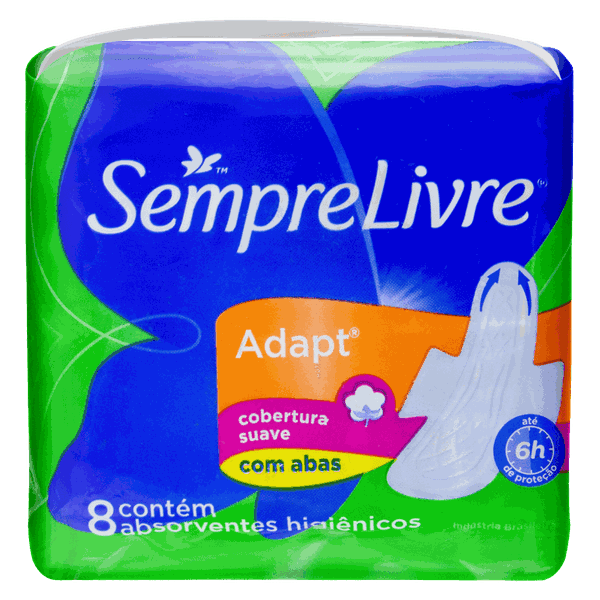 ABSORVENTE ADAPT SUAVE COM ABAS 8 UNIDADES