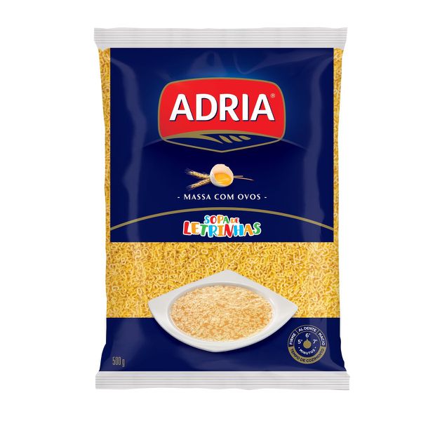 MACARRÃO ADRIA SOPA DE LETRINHAS C/ OVOS 500 G (4434)