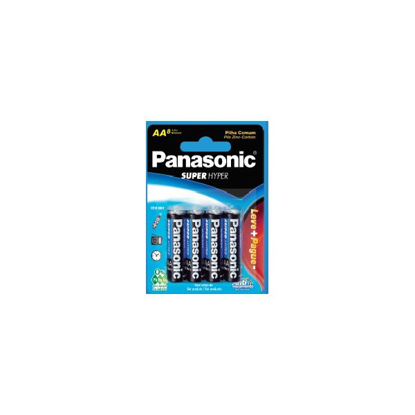 PILHA PANASONIC COMUM PEQUENA AA COM 8 UNIDADES 