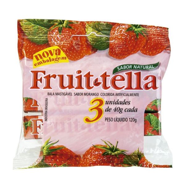 FRUITTELLA MASTIGÁVEL MORANGO 120 G VITA C (PC 3 X 40 G)