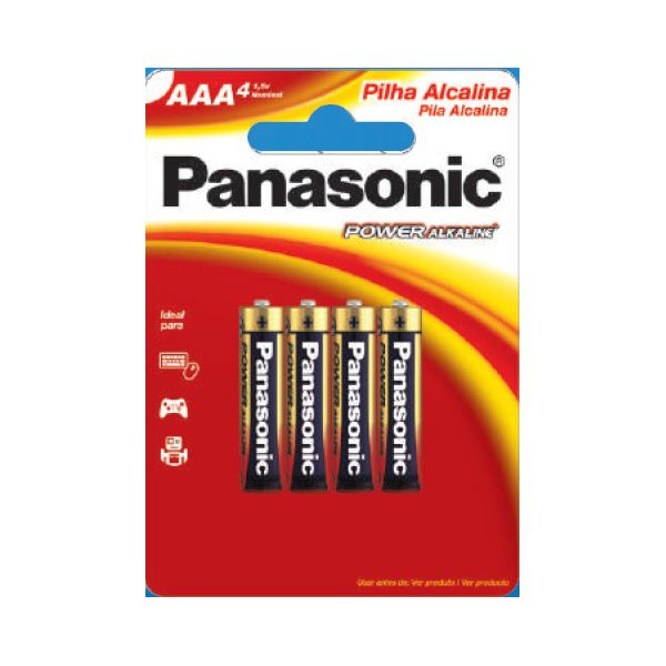 PILHA PANASONIC ALCALINA PALITO AAA COM 4