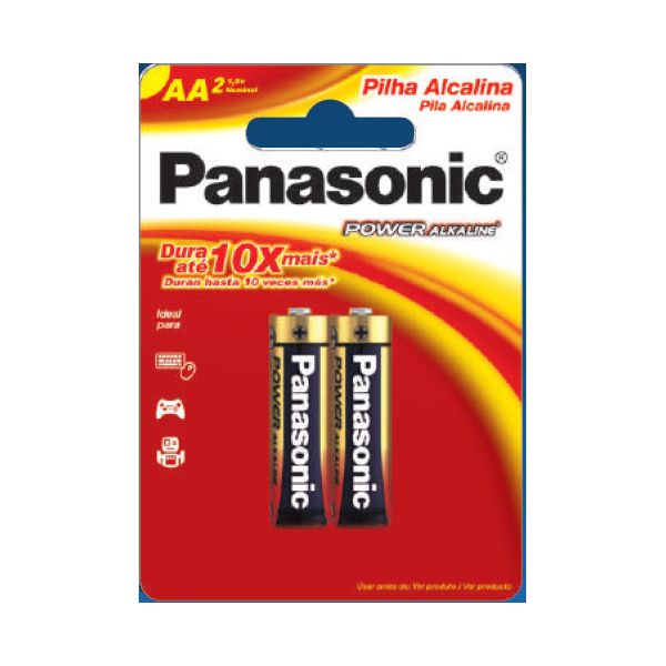 PILHA PANASONIC ALCALINA PEQUENA AA COM 2 UNIDADES