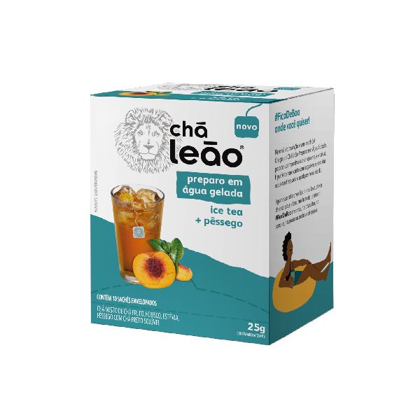 CHÁ GELADO LEÃO ICE TEA COM PESSEGO ENVELOPADO 25G COM 1O SAQ.