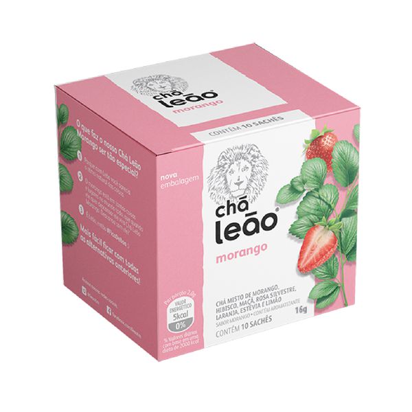 CHÁ LEÃO FUZE MORANGO 16 G C/ 10 SAQ.