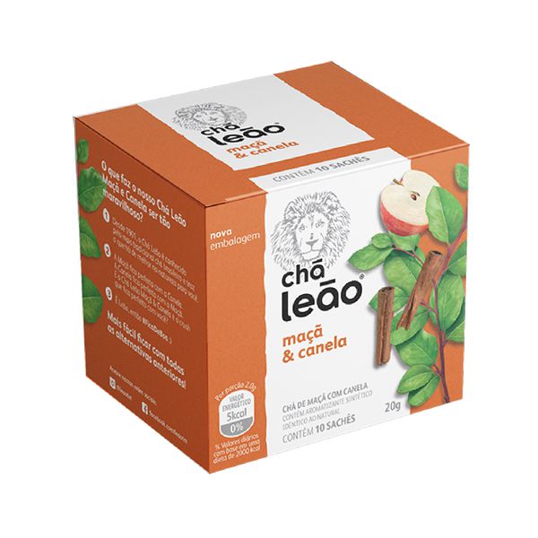 CHÁ LEÃO FUZE MAÇA COM CANELA 20 G C/10 SAQ