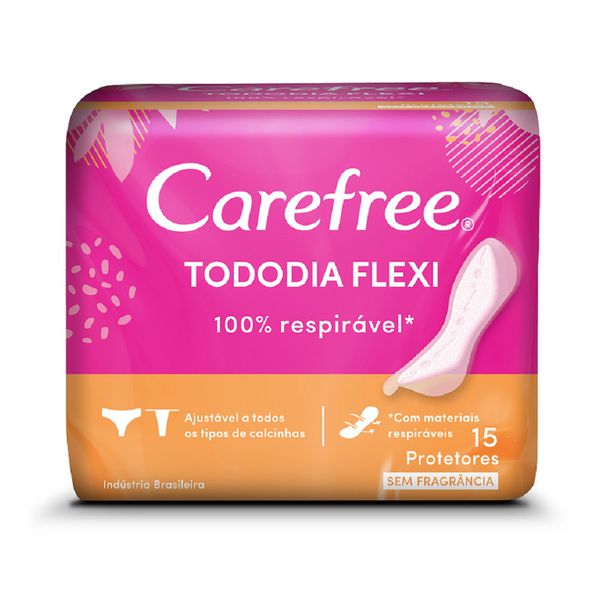 PROTETOR DIÁRIO CAREFREE TODO DIA FLEXIVÉL SEM PERFUME 15 UNIDADES