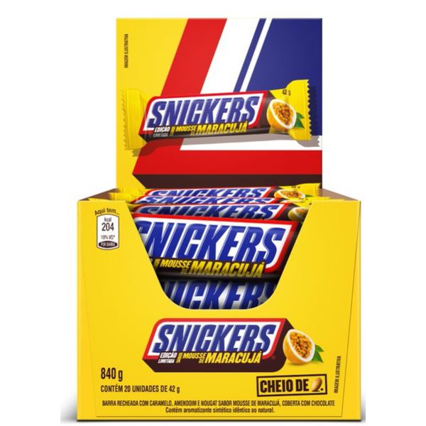 SNICKERS SABOR MOUSSE DE MARACUJA 840 G DP 20X42 G EDI O LIMITADA 