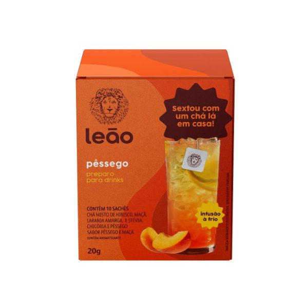 CHA LEAO PESSEGO DRINKS 20 G C/ 10 SAQ. ( 42385 )