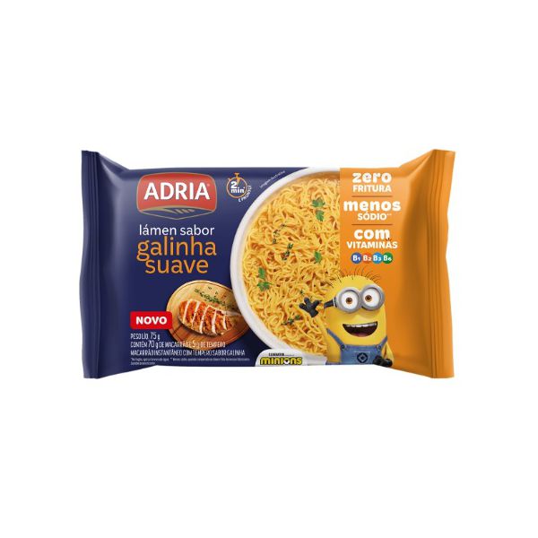 MACARRAO INSTANTÂNEO ADRIA LAMEN GALINHA SUAVE 75 G (7318) MINIONS