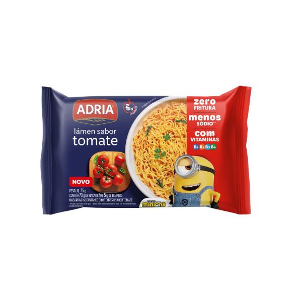 MACARRAO INSTANTÂNEO ADRIA LAMEN TOMATE 75 G (7325) MINIONS